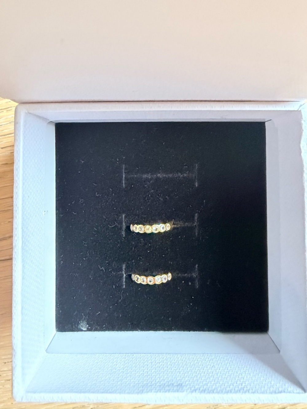 Quince Gold Vermeil White Sapphire Bezel Hoops - Picture 6 of 8